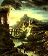 charles billoin paysage a l'aqueduc dit le soir oil painting artist